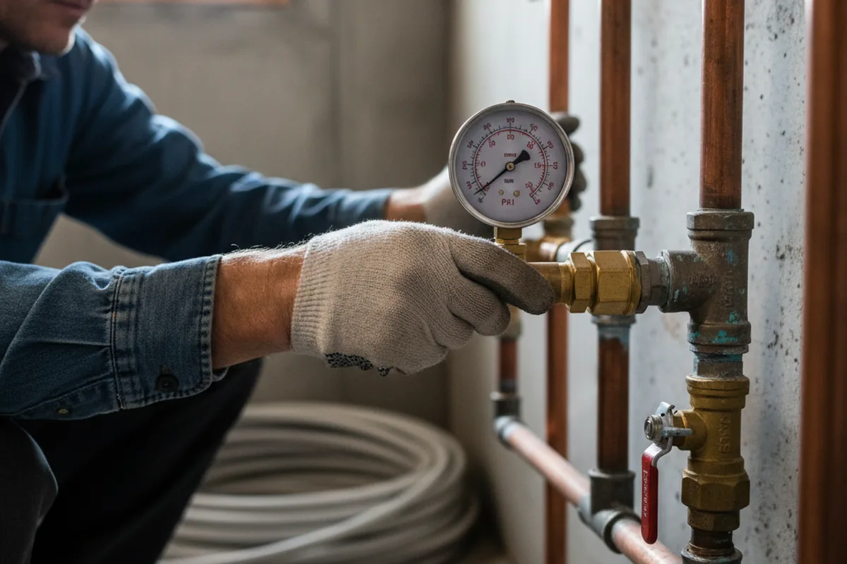 Pressure testing a repaired line during Water Line Repair in Butler